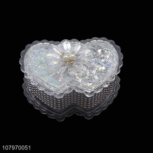 High quality delicate double-heart shaped plastic jewelry storage box case