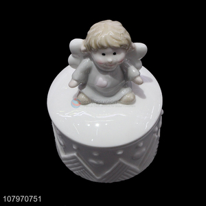 China supplier ceramic angel jewelry case rings jewelry storage box