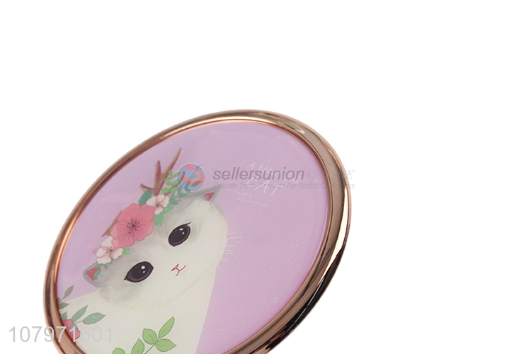 Custom Cartoon Cat Pattern Handheld Makeup Mirror Portable Mirror