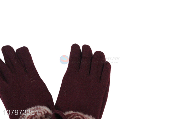 New product red thick windproof gloves ladies warm gloves