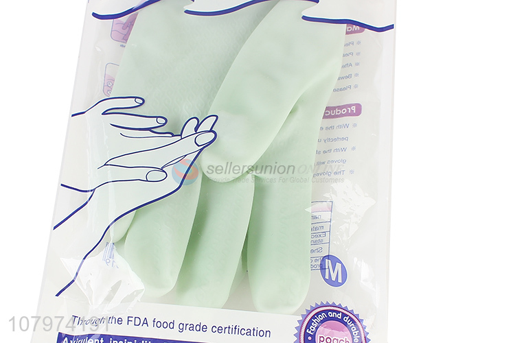 Hot selling green PU gloves household cleaning gloves