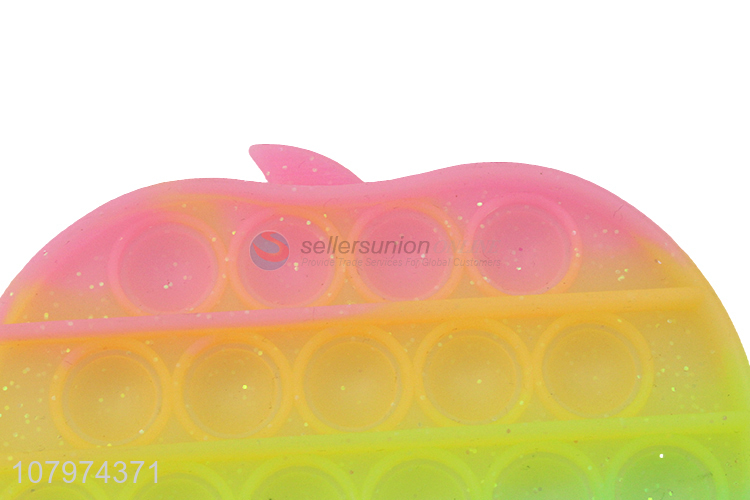 Good Sale Apple Shape Rainbow Push Pop Bubble Fidget Sensory Toy