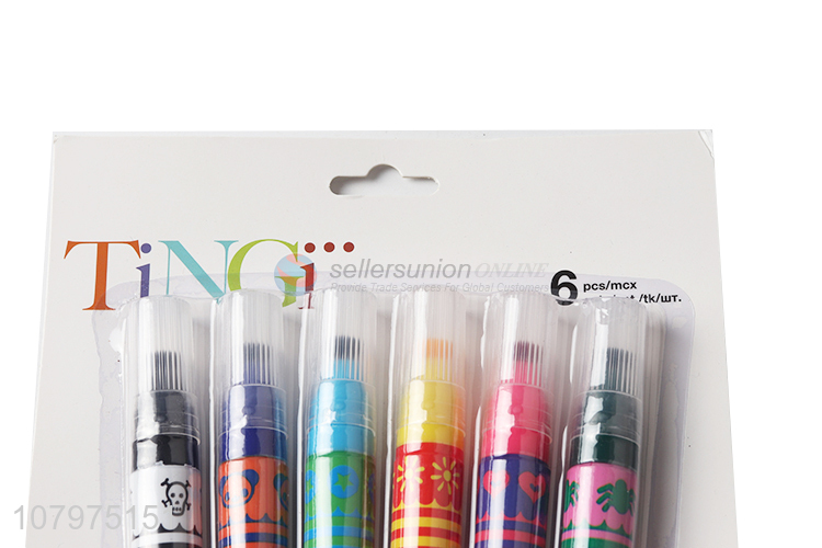 Fashion Design 6 Pieces Fluorescent Pen Highlighter Set