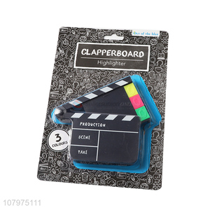 Cool Design Clapperboard Shape Packaging 3 Colours Highlighter Set