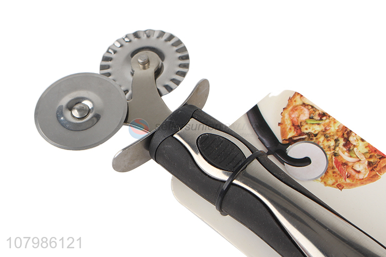 Hot Selling Double Wheels Stainless Steel Pizza Cutter Pizza Slicer