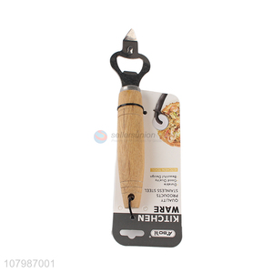 Top products non-slip wooden handle multi-function bottle opener