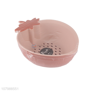 Wholesale strawberry shape 2-layer fruit vegetable drain basket kitchen colander