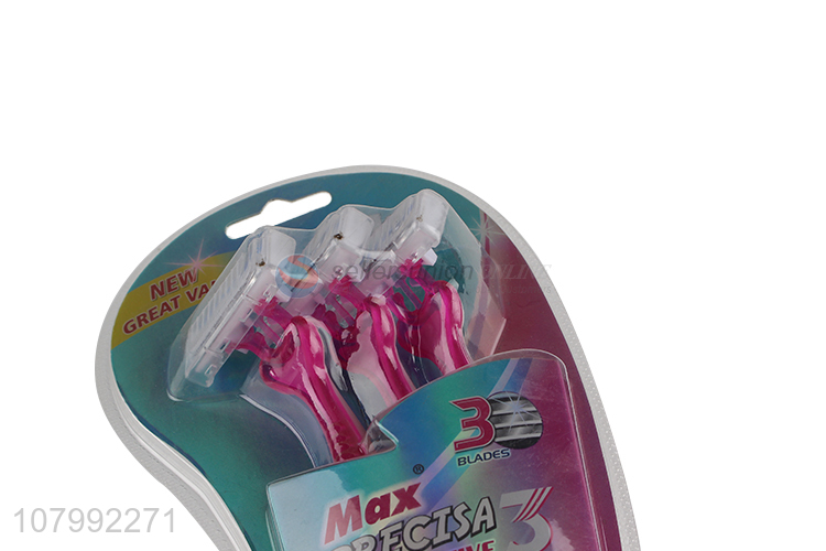 New arrival 3 blades disposable shaving razor for women's sensitive skin