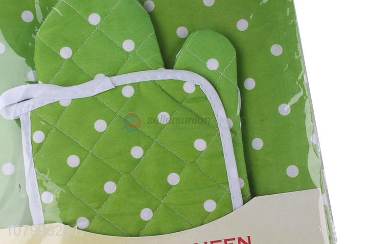 New green polka dot kitchen baking oven gloves for sale