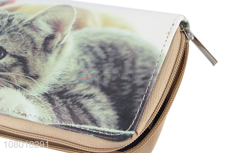 Good Sale Cute Cat Pattern Zipper Clutch Purse