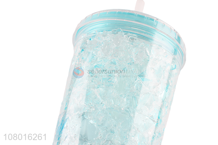 New arrival reusable plastic cups gel freezer mug with lid and straw