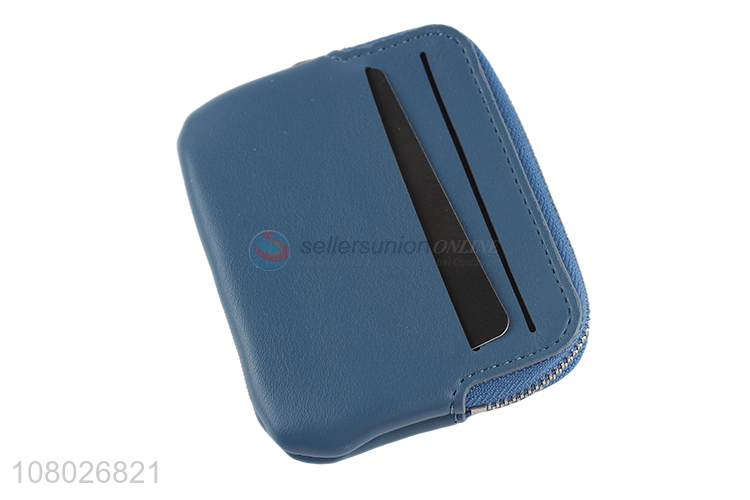 New design blue fashion women men purse pu leather wallet
