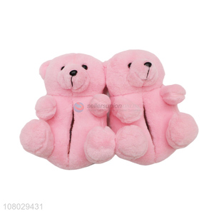 Online wholesale women winter slippers lovely 3D bear slippers for girls