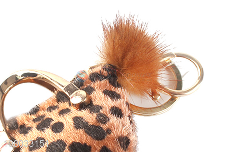 New arrival yellow leopard print coin purse keychain pendant