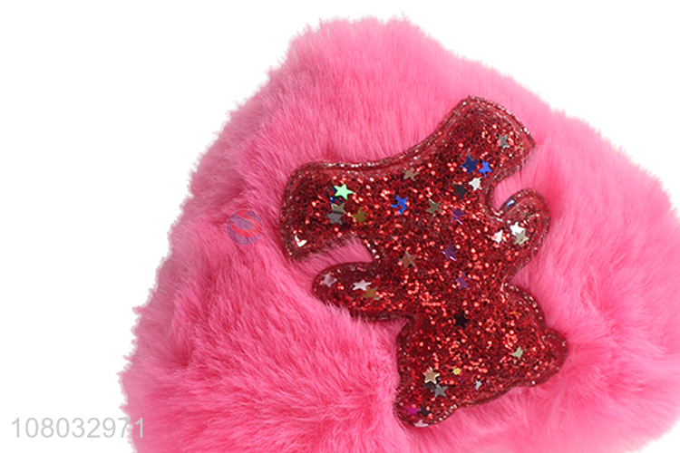 China market pink peach heart hair ball keychain pendant