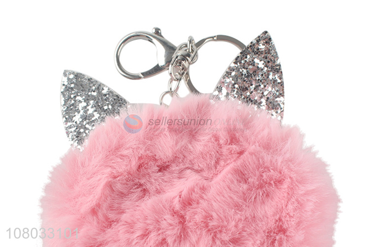 Yiwu wholesale red cute fur ball keychain pendant