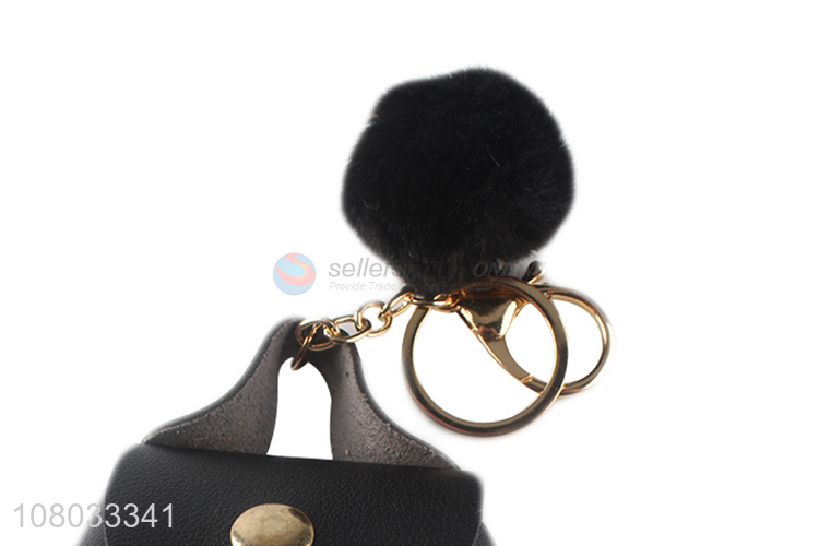Yiwu export black simple portable coin purse keychain pendant
