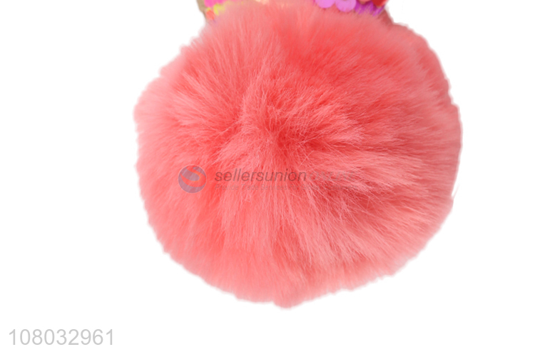 Yiwu direct sale red cute fur ball keychain pendant