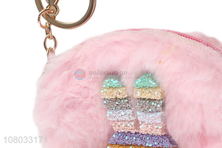 New products pink rabbit fur ball keychain decoration pendant