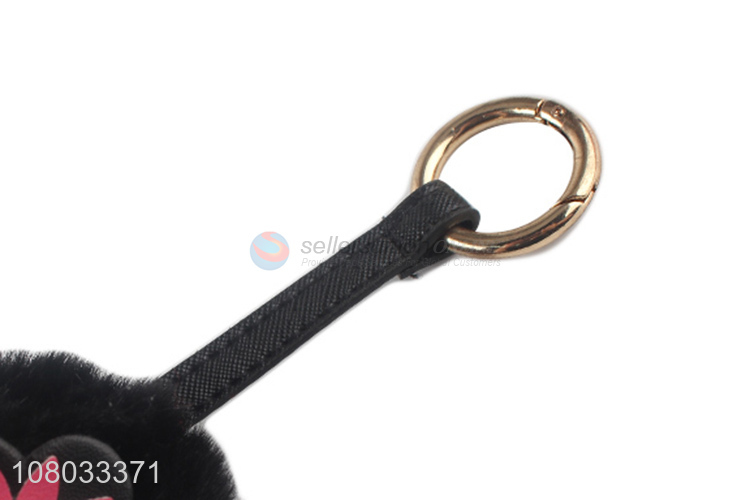 Factory wholesale black plush fashion pendant portable keychain