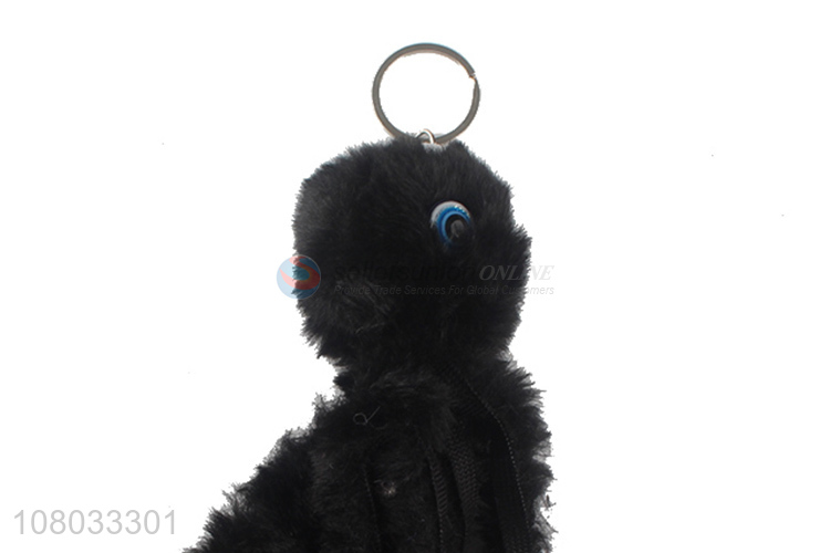Low price wholesale black simple plush keychain pendant