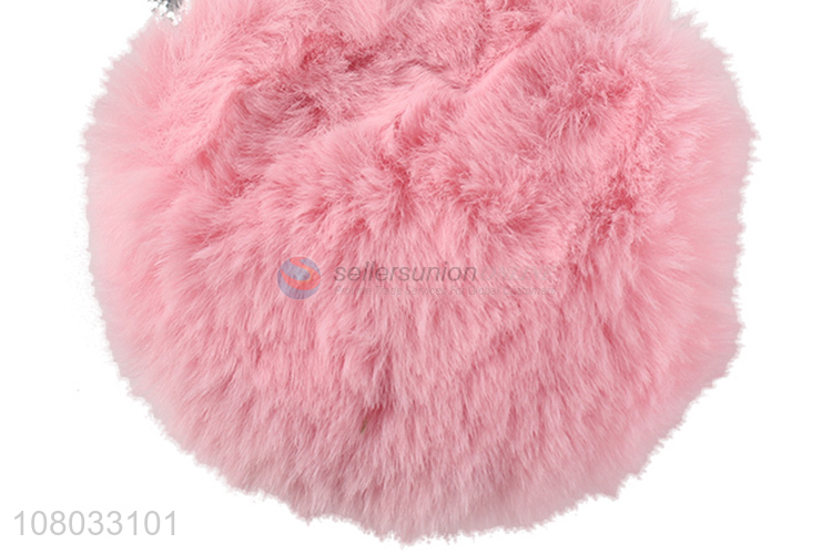 Yiwu wholesale red cute fur ball keychain pendant