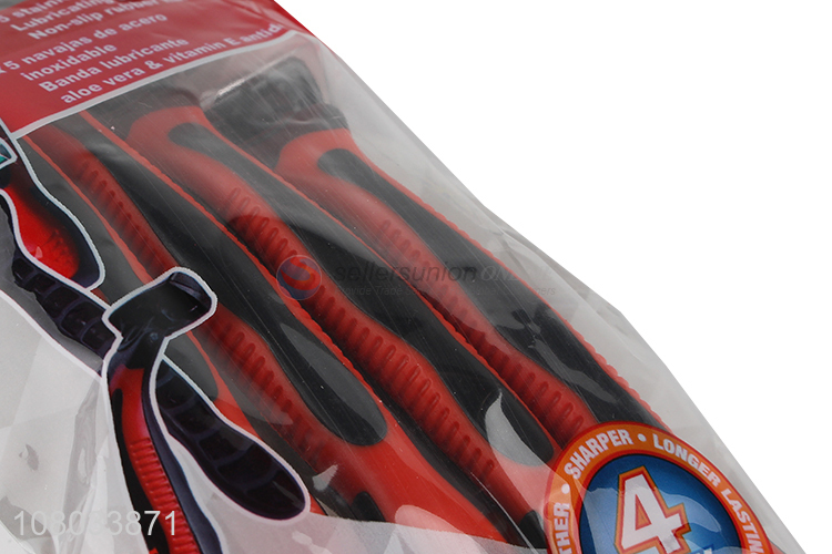 Wholesale 5 blades disposable razor with lubricating strip non-slip handle