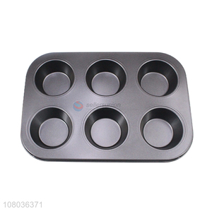 Hot sale black iron six grid cake molds for kitchen baking