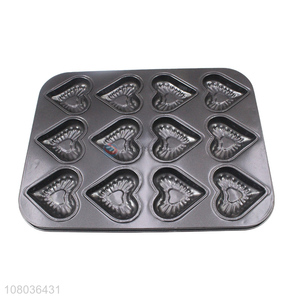 High quality iron non-stick peach heart 12 grid cake molds