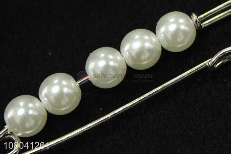 Hot products white long beads clothing brooch for sale