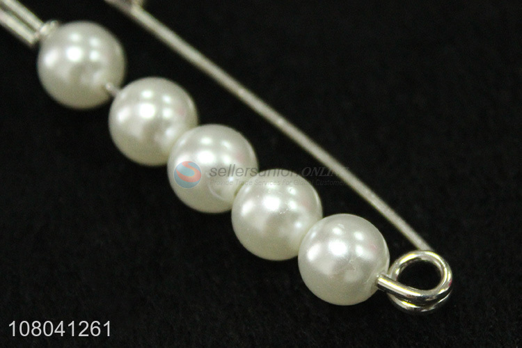 Hot products white long beads clothing brooch for sale