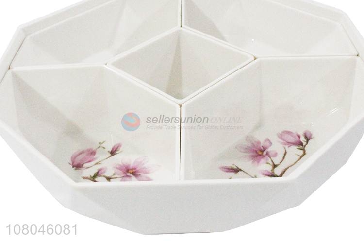 Dried Fruit Plate Compartment With Lid Melamine Snack Plate