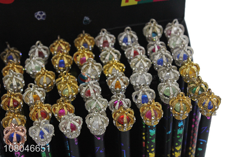 Fashion design 60 pieces blackwood pencils writing pencil with gem crown