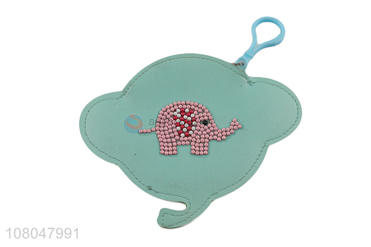 New arrival green cartoon elephant DIY sticker diamond coin purse