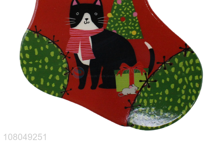 Newest Christmas Stocking Shape Pot Pad Ceramic Placemat