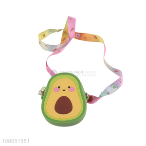 Hot selling cartoon avocado silicone coin purse cross shoulder bag