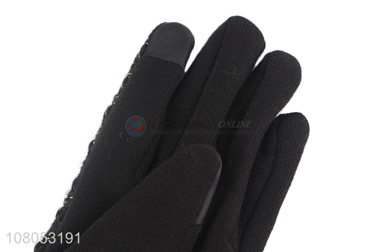 Factory wholesale black fashion gloves ladies outdoor gloves