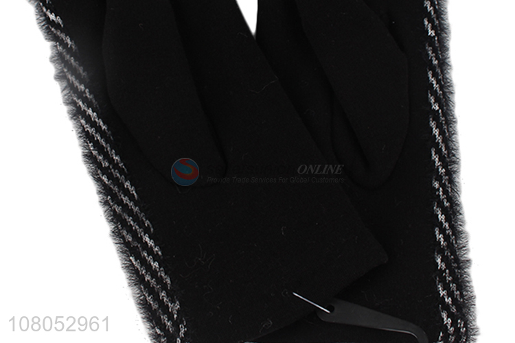 High quality black winter cycling velvet gloves for ladies