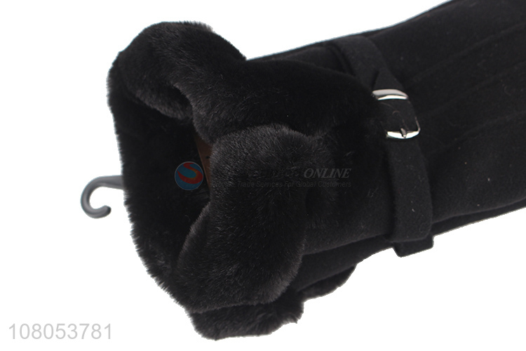 Low price wholesale black winter touch screen gloves for women