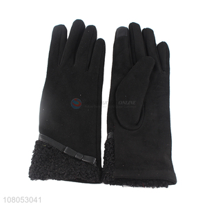 Factory direct sale gray outdoor thickened gloves for ladies