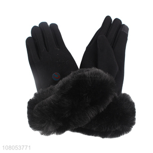 Factory wholesale fashion ladies fleece lined gloves for winter