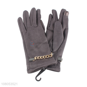 Online wholesale gray portable cycling warm gloves for ladies