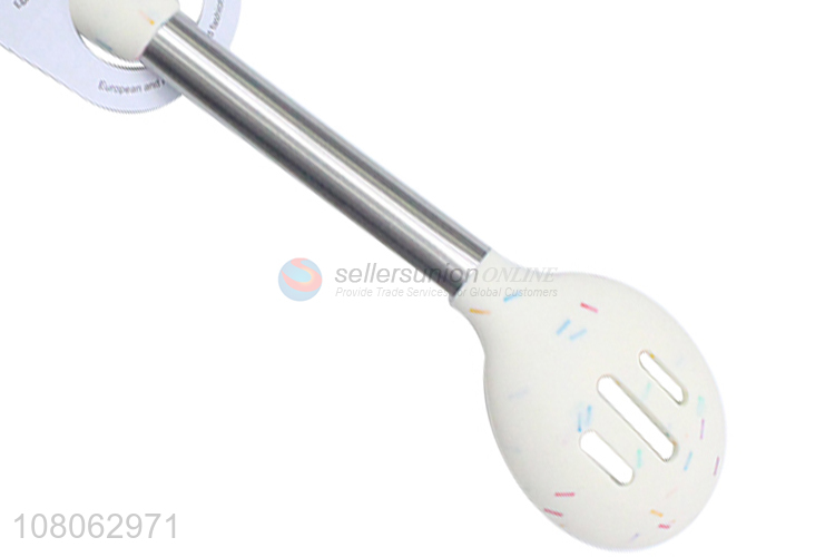 Popular products white silicon slotted spoon with handle