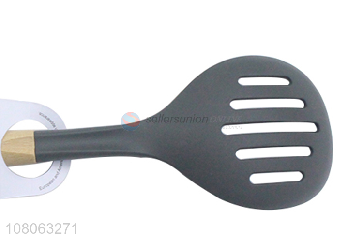 New products silicone slotted spoon with wooden handle