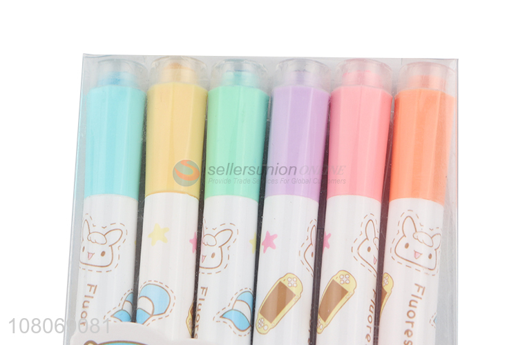 Latest design 6colors fluorescent pen highlighter pen