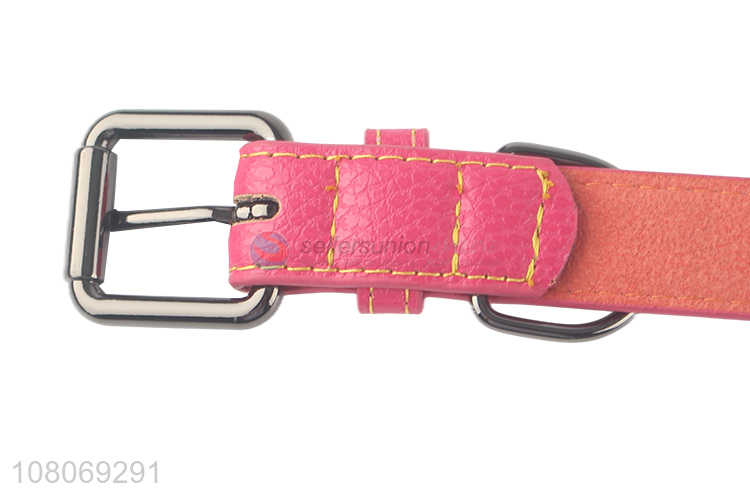 Wholesale Colorful PU Leather Pet Collar Dog Collar