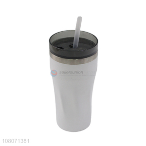 Yiwu supplier white stainless steel vacuum flask portable straw cup