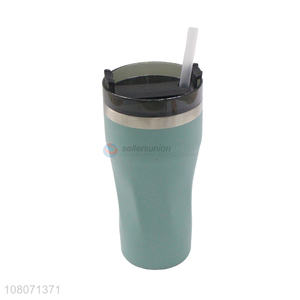 New products green stainless steel straw cup vacuum flask