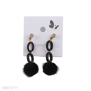 Yiwu factory black plush pendant fashion earrings