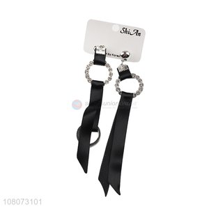 Best selling black ribbon pendant fashion girls earrings